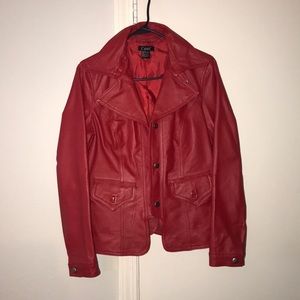 Red Faux Leather Jacket